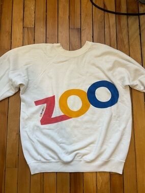 Vintage San Diego Zoo Graphic Sweatshirt - White with Red, Yellow, Blue